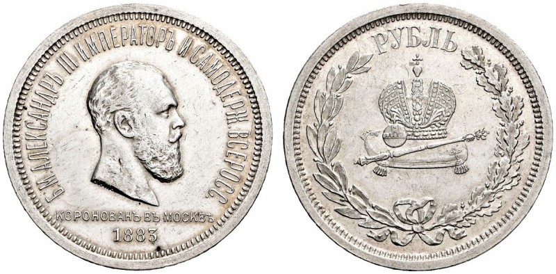 Russland. Alexander III. 1881-1894. Rubel 1883 -St. Petersburg-. Auf seine Krönu...