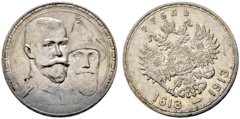 Russland. Nikolaus II. 1894-1917. Rubel 1913 -St. Petersburg-. Auf die 300-Jahrf...