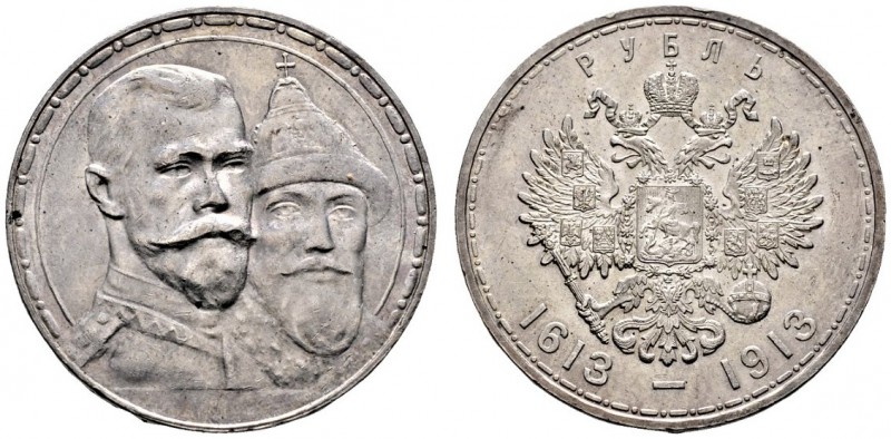 Russland. Nikolaus II. 1894-1917. Rubel 1913 -St. Petersburg-. Auf die 300-Jahrf...