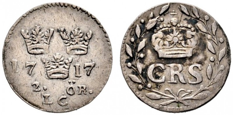 Schweden. Karl XII. 1697-1718. 2 Öre 1717. Ahlstr. 120. sehr schön-vorzüglich