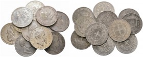 11 Stücke: ITALIEN-Großsilbermünzen. NEAPEL, Piastra da 120 Grana 1834, 1840 und 1845 (Dav. 172, 174); SARDINIEN, 5 Lire 1832, 1835, 1839, 1844 und 18...