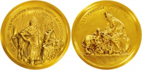 Haus Habsburg. Karl VI. 1711-1740. Großes vergoldetes Bronzemedaillon 1716 ohne Signatur, anlässlich der Gratulation der Vorderöster- reichischen Stän...