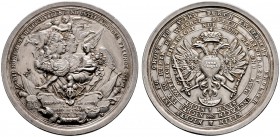 Haus Habsburg. Karl VI. 1711-1740. Silbermedaille 1737 von P.P. Werner und P.G. Nürnberger, auf den Frieden mit Frankreich. Engel (Faustina) mit Füllh...