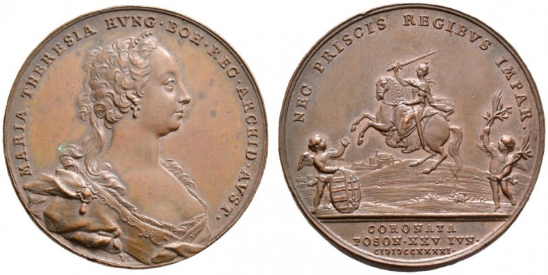 Haus Habsburg. Maria Theresia 1740-1780. Bronzemedaille 1741 von A. Vestner, auf...