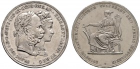 Haus Österreich. Franz Josef I., Kaiser von Österreich 1848-1916. Doppelgulden 1879. Auf die Silberhochzeit mit Elisabeth (Sissi) von Bayern. Her. 824...