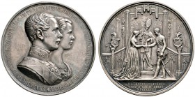 Haus Österreich. Franz Josef I., Kaiser von Österreich 1848-1916. Silbermedaille 1854 von K. Lange, auf seine Vermählung mit Elisabeth (Sissi) von Bay...