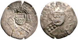 BÖHMEN. Wenzel III. (IV.) 1378-1419. Prager Groschen mit Gegenstempel "Geteilter Schild (oben glatt, unten schräg gegittert)" von ROTTENBURG sowie 2x ...