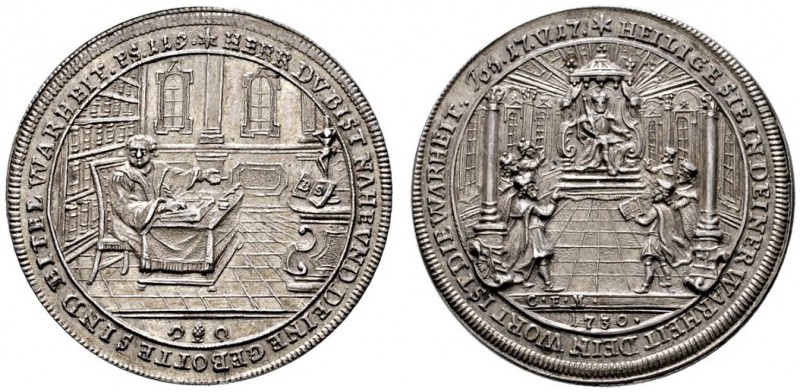 Augsburg, Stadt. Silbermedaille 1730 von Chr.E. Müller, auf die 200-Jahrfeier de...