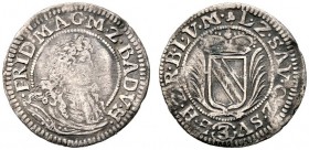 Baden-Durlach. Friedrich VII. Magnus 1677-1709. 3 Kreuzer o.J. Brustbild nach rechts / Gekröntes Wappen auf gekreuzten Palmzweigen. Wiel. 592. sehr se...
