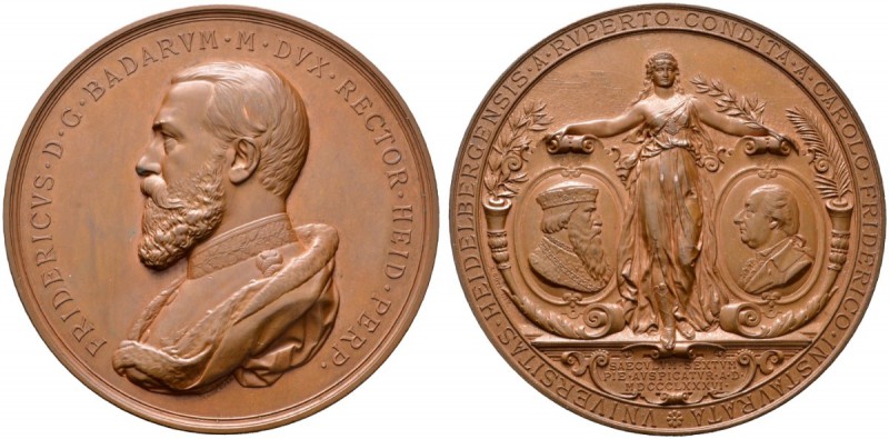 Baden-Durlach. Friedrich I. 1852-1907. Bronzemedaille 1886 von K. Schwenzer, auf...