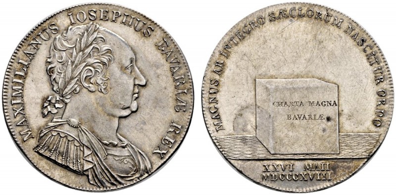 Bayern. Maximilian I. Joseph 1806-1825. Konventionstaler 1818. Verfassung. AKS 5...