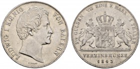 Bayern. Ludwig I. 1825-1848. Doppelter Vereinstaler 1843. AKS 74, J. 65, Thun 74, Kahnt 101. gutes sehr schön