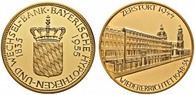Bayern. Freistaat. Goldmedaille 1955 unsigniert, auf das 120-jährige Jubiläum der Bayerischen Hypotheken- und Wechsel-Bank. Gekröntes bayerisches Wapp...