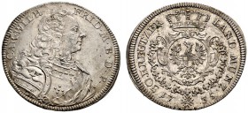 Brandenburg-Ansbach. Karl Wilhelm Friedrich 1729-1757. 30 Kreuzer (1/2 Gulden) 1735 -Schwabach-. Mit Stempel­schneidersignatur G unter der rechten Nie...