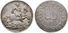 Brandenburg-Bayreuth. Christian Ernst 1655-1712. Silbermedaille 1673 von Johann Jakob Wolrab (Nürnberg), auf die Kreis­obristenwürde. Geharnischter un...