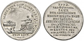 -Medaillen von Johann Christian Reich. Zinnmedaille 1772 auf den angenehmen Herbst, die segensreiche Ernte und das weitere Abnehmen von Hungersnot und...