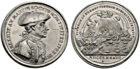 -Medaillen von Johann Christian Reich. Zinnmedaille mit Kupferstift 1783 auf die Verteidigung Gibraltars gegen die französischen und spanischen Flotte...