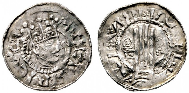 Esslingen, königliche Münzstätte. Heinrich II. 1002-1024. Denar, sogen. Heinricu...
