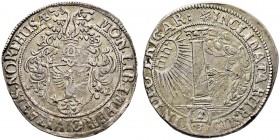 Nordhausen, Stadt. Gulden zu 2/3 Taler 1685. Behelmter Stadtschild mit reicher Helmzier zwischen der geteilten Jahreszahl und den Initialen A-D des Mü...