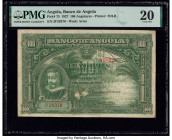 Angola Banco De Angola 100 Angolares 1.6.1927 Pick 75 PMG Very Fine 20. This higher denomination note, with a crocodile on the back, is extremely scar...