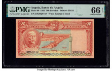 Angola Banco De Angola 500 Escudos 15.8.1956 Pick 90 PMG Gem Uncirculated 66 EPQ. The 1956 series of Angola banknotes, now denominated in Escudos, are...
