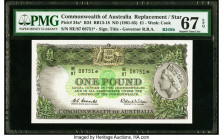 Australia Commonwealth of Australia 1 Pound ND (1961-65) Pick 34a* R34Sb Replacement PMG Superb Gem Unc 67 EPQ. Australian replacement banknotes are n...