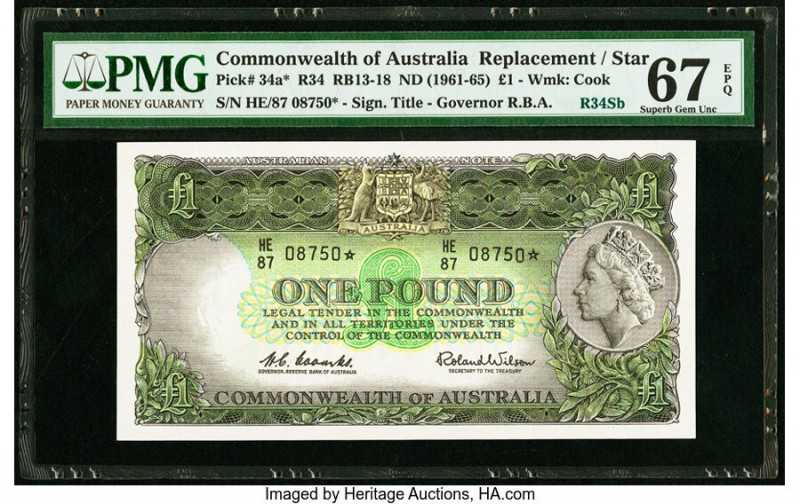 Australia Commonwealth of Australia 1 Pound ND (1961-65) Pick 34a* R34Sb Replace...