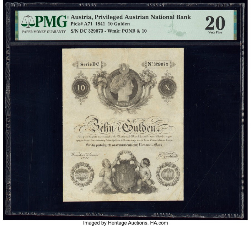 Austria Privilegirte Oesterreichische National Zettel Bank 10 Gulden 1.1.1841 Pi...
