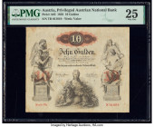 Austria Privilegirte Oesterreichische Natioanl Zettel Bank 10 Gulden 1.1.1858 Pick A85 PMG Very Fine 25. The sheer size and age of this imposing Europ...