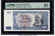 Austria Austrian National Bank 1000 Schilling 2.1.1954 Pick 135a PMG About Uncirculated 55. This rare banknote is the highest denomination in the seri...