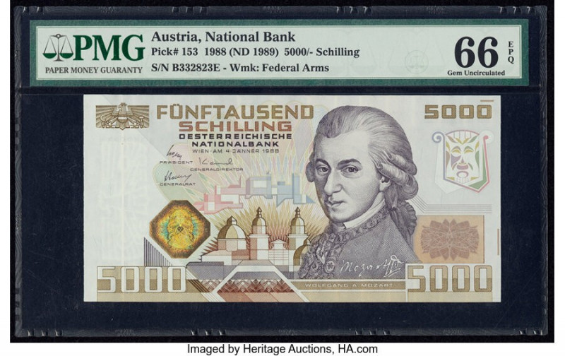 Austria Austrian National Bank 5000 Schilling 4.1.1988 (ND 1989) Pick 153 PMG Ge...