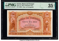 Azores Banco de Portugal 20 Mil Reis Ouro 30.1.1905 Pick 13 PMG Choice Very Fine 35 Net. The Azores 20 Mil Reis of the early 20th century features the...