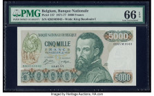 Belgium Nationale Bank Van Belgie 5000 Francs 18.7.1977 Pick 137 PMG Gem Uncirculated 66 EPQ. The signature combination of Simonis and Strycker are se...
