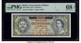 Belize Government of Belize 10 Dollars 1.6.1975 Pick 36b PMG Superb Gem Unc 68 EPQ. As the second highest denomination, this banknote is very desirabl...
