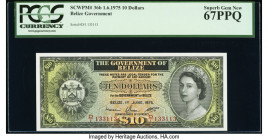 Belize Government of Belize 10 Dollars 1.6.1975 Pick 36b PCGS Superb Gem New 67PPQ. As the second highest denomination, this banknote is very desirabl...