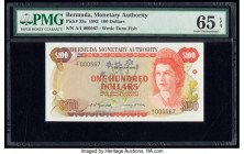 Bermuda Monetary Authority 100 Dollars 2.1.1982 Pick 33a PMG Gem Uncirculated 65 EPQ. This first date for the Bermuda $100 has been challenging to obt...