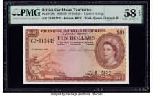 British Caribbean Territories Currency Board 10 Dollars 2.1.1958 Pick 10b PMG Choice About Unc 58 EPQ. Fantastic originality and only the briefest tra...