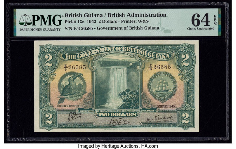 British Guiana Government of British Guiana 2 Dollars 1.1.1942 Pick 13c PMG Choi...