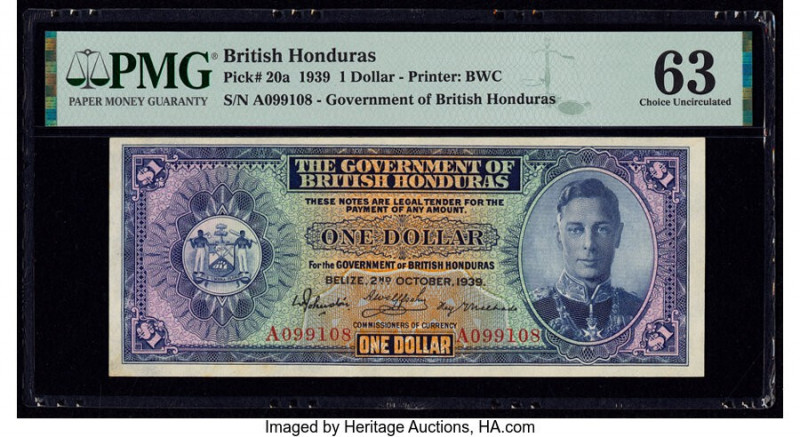 British Honduras Government of British Honduras 1 Dollar 2.10.1939 Pick 20 PMG C...