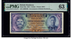 British Honduras Government of British Honduras 1 Dollar 2.10.1939 Pick 20 PMG Choice Uncirculated 63. An initial denomination introduced in 1939, thi...