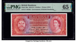 British Honduras Government of British Honduras 5 Dollars 15.4.1953 Pick 30a PMG Gem Uncirculated 65 EPQ. A scarce note, especially in high grade, thi...