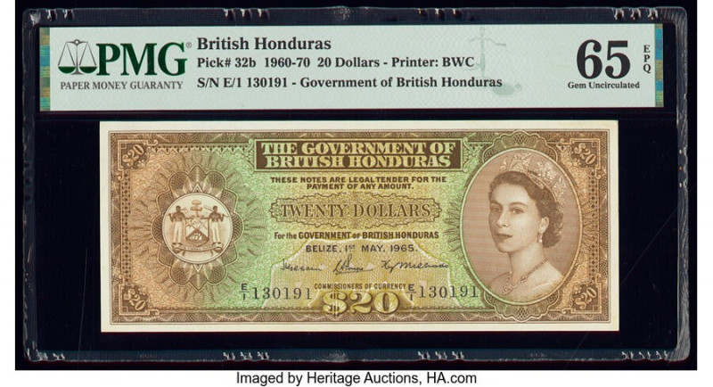 British Honduras Government of British Honduras 20 Dollars 1.5.1965 Pick 32b PMG...