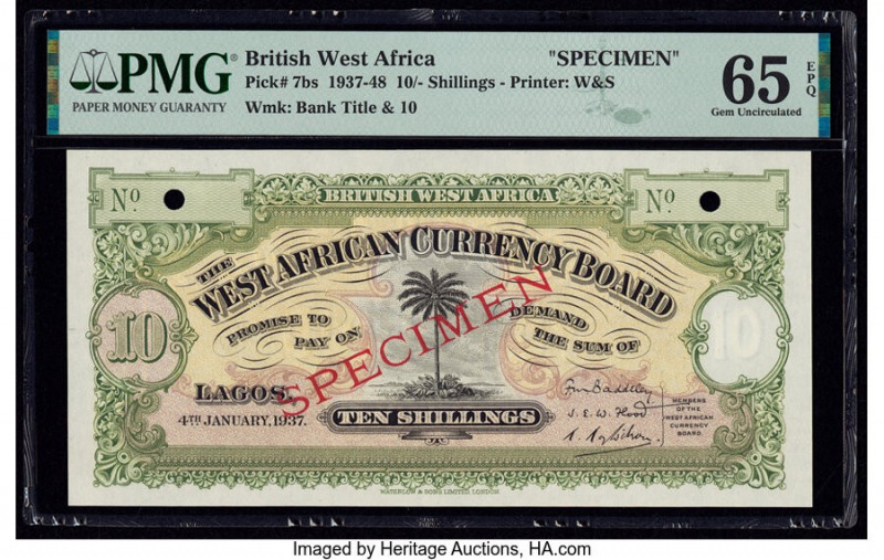 British West Africa West African Currency Board 10 Shillings 4.1.1937 Pick 7bs S...