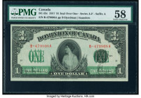Canada Dominion of Canada $1 17.3.1917 DC-23c PMG Choice About Unc 58. A portrait of Princess Patricia engraved by Wm. J. Brown appears on the face of...