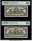 Canada Bank of Canada $20 2.1.1937 BC-25c Two Consecutive Examples PMG Gem Uncirculated 65 EPQ; Gem Uncirculated 66 EPQ. A high grade pair of consecut...