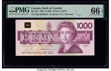 Canada Bank of Canada $1000 1988 BC-61b PMG Gem Uncirculated 66 EPQ. This Bonin-Thiessen signature combination was the last issue of the $1000 denomin...