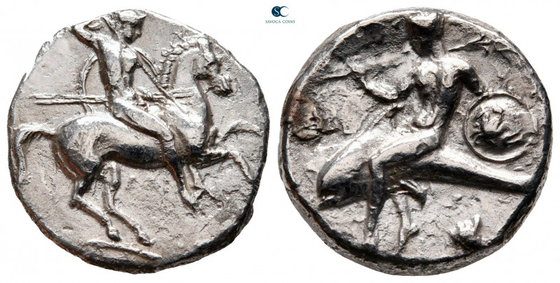 Calabria. Tarentum circa 332-302 BC. 
Nomos AR

20 mm, 7,49 g



very fin...