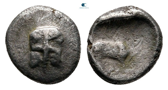 Asia Minor. Uncertain mint circa 450-400 BC. 
Hemiobol AR

7 mm, 0,45 g


...
