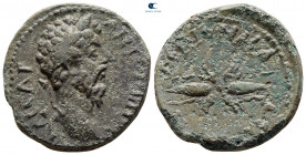 Macedon. Koinon of Macedon. Marcus Aurelius, with Commodus  AD 161-180. Bronze Æ