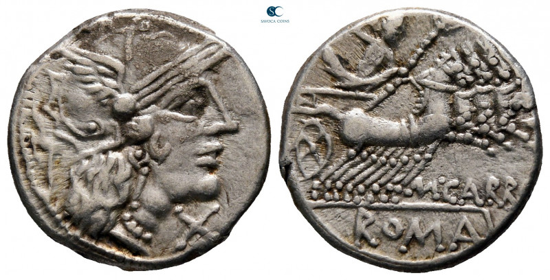 M. Carbo 122 BC. Rome
Denarius AR

18 mm, 3,91 g



very fine